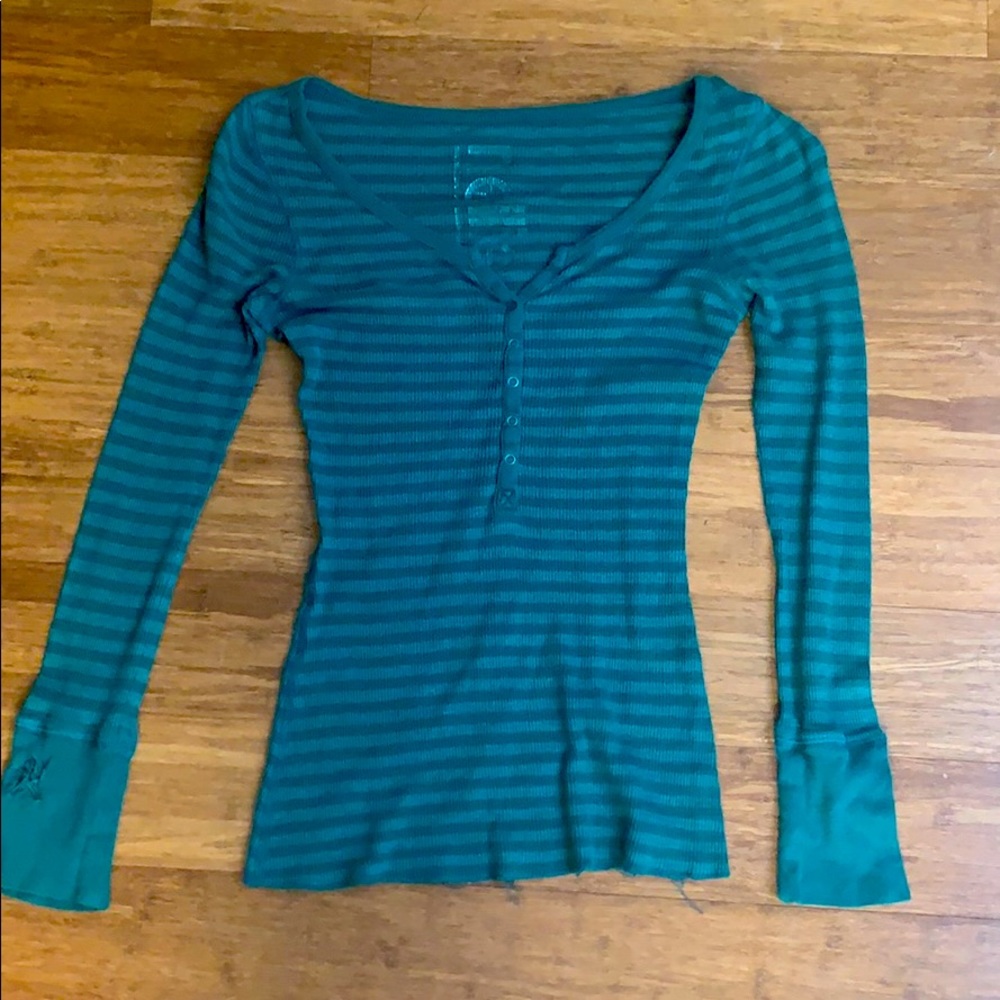 Nollie brand green striped thermal shirt